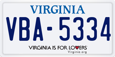 VA license plate VBA5334