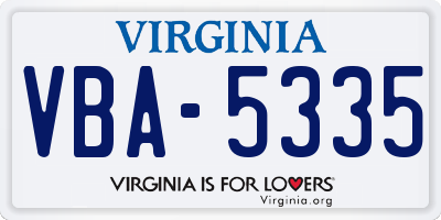 VA license plate VBA5335