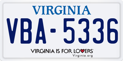 VA license plate VBA5336