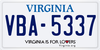 VA license plate VBA5337