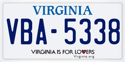 VA license plate VBA5338