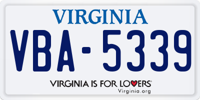 VA license plate VBA5339