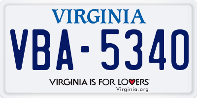 VA license plate VBA5340