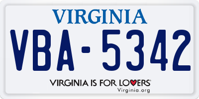 VA license plate VBA5342
