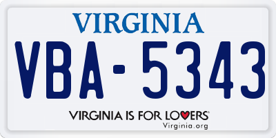 VA license plate VBA5343