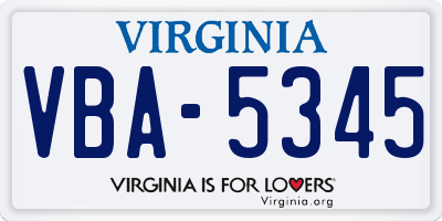 VA license plate VBA5345