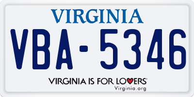 VA license plate VBA5346