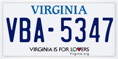 VA license plate VBA5347
