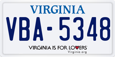 VA license plate VBA5348