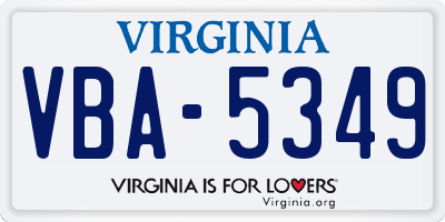 VA license plate VBA5349