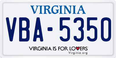 VA license plate VBA5350