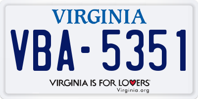VA license plate VBA5351