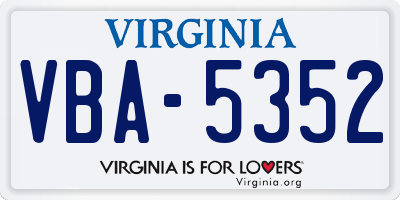 VA license plate VBA5352