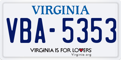 VA license plate VBA5353