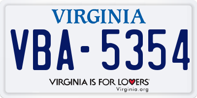 VA license plate VBA5354