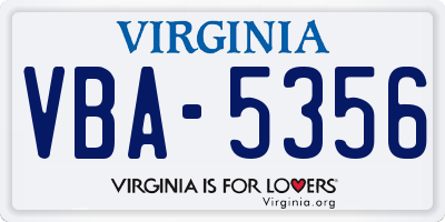 VA license plate VBA5356