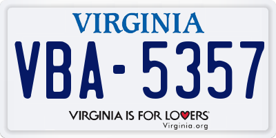 VA license plate VBA5357