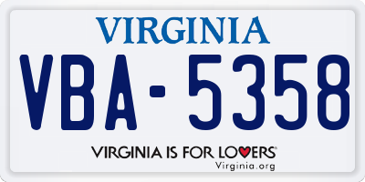 VA license plate VBA5358