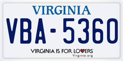 VA license plate VBA5360