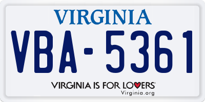 VA license plate VBA5361