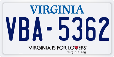 VA license plate VBA5362