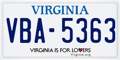 VA license plate VBA5363