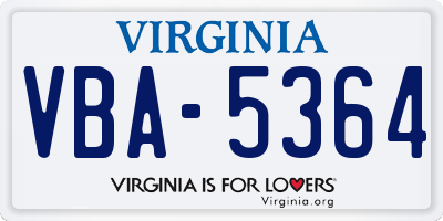 VA license plate VBA5364