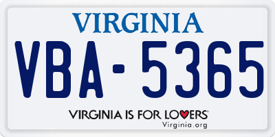 VA license plate VBA5365