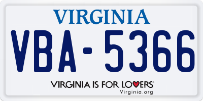 VA license plate VBA5366