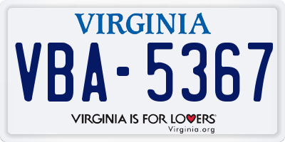 VA license plate VBA5367