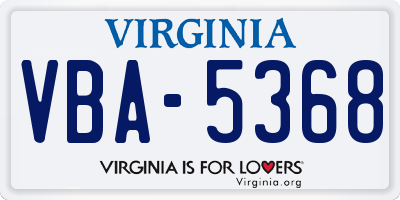 VA license plate VBA5368