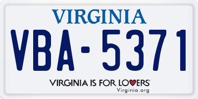 VA license plate VBA5371