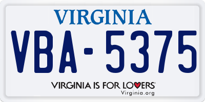 VA license plate VBA5375
