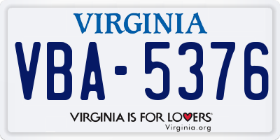 VA license plate VBA5376