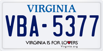 VA license plate VBA5377