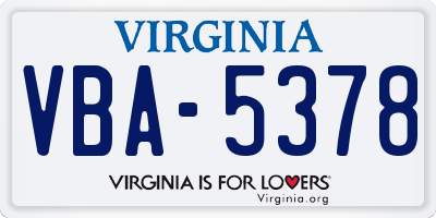 VA license plate VBA5378
