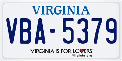 VA license plate VBA5379
