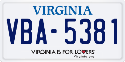 VA license plate VBA5381