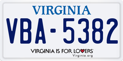 VA license plate VBA5382