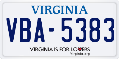 VA license plate VBA5383