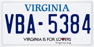 VA license plate VBA5384