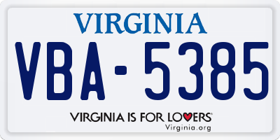VA license plate VBA5385
