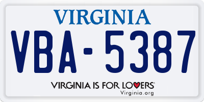 VA license plate VBA5387