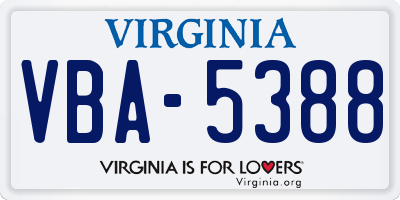 VA license plate VBA5388