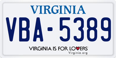 VA license plate VBA5389