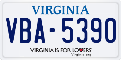 VA license plate VBA5390