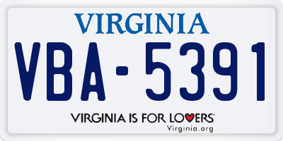 VA license plate VBA5391