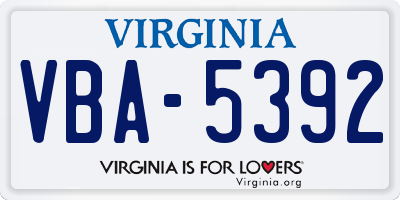 VA license plate VBA5392