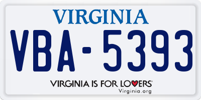 VA license plate VBA5393