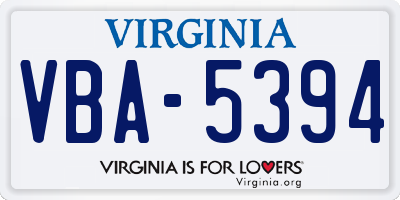 VA license plate VBA5394